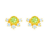 wholesale S925 silver plated with 14K gold peridot earrings, Duli Jewelry's new collection,-Peridot Earrings 925 Silver