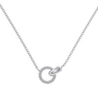 wholesale S925 Sterling Silver Minimalist Japanese and Korean Style Double Ring Clasp Delicate Lightweight Women's Collarbone Necklace-DY190957-SW-WH 925 silver