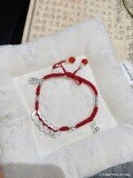 wholesale Fine Silver New Year's Auspicious Zodiac Snake Bracelet, Handwoven Red String Anklet for Women in Their Birth Year-0-18