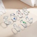 wholesale S925 Sterling Silver Zodiac Birthstone Ring For Women, New Fashion Minimalist Design-0-1