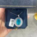 wholesale Silver luxurious group-set imitation Paraiba pendant, lavish imitation diamond necklace for women, high-end and elegant pendant-0-2