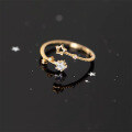 wholesale 925 Sterling Silver Hollow Star Ring Women's INS Minimalist Style Simple Diamond Inlaid Meteor Open Adjustable Ring-0-6