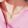 wholesale 925 Silver Tide Xiaobai Love at First Sight Circle Pendant Necklace for Women, Light Luxury Fashion Versatile Temperament Ins Style Niche Collarbone Chain-0-0