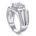 wholesale S925 Sterling Silver Zircon Men's Ring Bold Wide Band Statement Jewelry One Piece Wholesale Man Ring-0-4