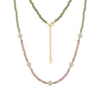 wholesale S925 Sterling Silver Peridot Natural Freshwater Pearl Beaded Choker Necklace for Women, Minimalist and Unique-Peridot + natural freshwater beads 14K gold &gt; 925 silver