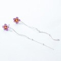 wholesale 925 Silver Gold-Plated New Korean Style Ethereal Violet Gradient Enamel Flower Earrings Wholesale-0-4