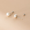 wholesale S925 Sterling Silver Korean Minimalist Pearl Thread Earrings Ins Style Commuter Jewelry M0668-0-2