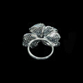 wholesale 925 Silver Gold-Plated Ring with High-Carbon Diamond Blue Conch Pearl Cabochon Flower Luxury Versatile Jewelry for Women-0-3