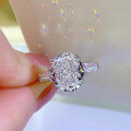 wholesale 925 Silver New Oval 9*11 High Carbon Diamond Ring Women's Simulated Large Diamond Ring for Live Streaming Distribution-0-2
