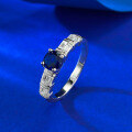 wholesale S925 Sterling Silver New Style Simulated Sapphire 50-Point Ring for Women, Fashion Ring Band for Daily Wear-0-2