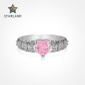 wholesale S925 Sterling Silver Wedding Series Pink Love Ice-Cut Zirconia Ring for Women, Exquisitely Sophisticated Bridal Ring-0-3