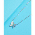 wholesale 925 Sterling Silver Blue Mother-of-Pearl Butterfly Necklace for Women, Minimalist Luxury Small Brand Advanced Design New Collarbone Chain-0-2