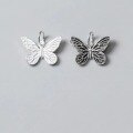 wholesale S925 Sterling Silver Matte Frosted Butterfly Pendant Bracelet Braided Cord Accessory Handmade DIY Crystal Y Bead Jewelry Parts-0-0