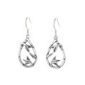 wholesale S925 Sterling Silver Retro Resin Enamel Bamboo Joint and Leaf Pastoral Style Elegant Long Drop Earrings for Women-0-4