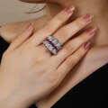 wholesale S925 rhodium-plated heavy work group setting design cultivated synthetic ruby ring set with zircon-0-1