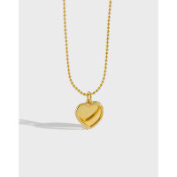 wholesale S925 Sterling Silver XT263 Korean Version INS Minimalist Dual Heart Pendant Necklace, Versatile Silver Chain Accessory-18K gold 925 silver