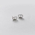 wholesale S925 Sterling Silver Pig Nose Hollow-Out Rectangular Stud Earrings for Women, Retro Minimalist Basic Small Design Ear Accessories-0-5
