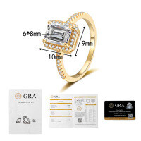 S925 Sterling Silver Four-Prong Square Emerald Cut Moissanite Cross-Border Wedding Ring Wholesale-2-carat emerald moissanite (Hong Kong code)  No. 9