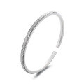 wholesale Sterling silver S990 vintage antique matte finish auspicious cloud pattern push-pull design open bangle bracelet from Yunchaoxuan-0-6