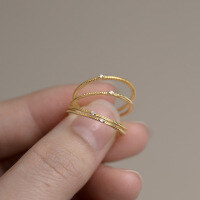 wholesale 925 Silver Japanese Minimalist Single-Circle Diamond Inlay Petite Ring for Girls in a Subtle Style J8145-S925 silver ring gold model Adjustable opening