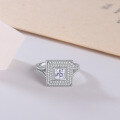 wholesale S925 Sterling Silver Square Moissanite Women's Ring, TikTok Live Cross-Border Closed-Band Wholesale Hot Seller-0-2