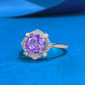 wholesale S925 Sterling Silver Imported High Carbon Diamond 8*8 Millennium Rose Cut Purple Diamond Women's Ring-0-1
