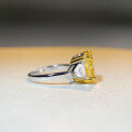 wholesale S925 Sterling Silver Cross-Border Hit High-Carbon Square Ice-Cut 5-Carat HW Yellow Diamond Engagement Ring for Women-0-2