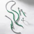 wholesale S925 Silver Plated Cross-Border New Light Luxury Fashion Snake-Shaped Necklace for Women, Personalized and Elegant, with Lab-Grown Emerald, Customizable-0-3