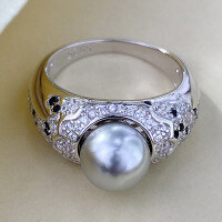 wholesale S925 Sterling Silver Style "Rich Lady's Joy" Design 8mm Women's Ring with Luxurious Inlay-R1053 No.6