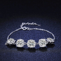 925 Silver Moissanite Bracelet, Hairstyle-Inspired Simple Women's Design, Viral TikTok Live Product.-1 carat zircon  925 silver