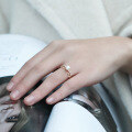 wholesale 925 Silver Gold-Plated Leaf Natural Freshwater Pearl Ring Women's Japanese Style Simple and Elegant New Ring-0-3