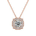 wholesale 9/10/14/18K Gold Rose Gold Yellow Gold Necklace Choker Chain with 1 Carat Moissanite Pendant-0-2