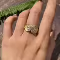 wholesale 18k Gold Plated S925 Silver Italian Retro Filigree Floral Cluster Full Moissanite Ring for Women-0-1