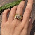 wholesale 18k Gold Plated S925 Silver Italian Retro Filigree Floral Cluster Full Moissanite Ring for Women-0-0