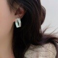 wholesale 925 Sterling Silver Minimalist Geometric 3D Hollow-Out High-End Matte Frosted Earrings for Women-0-0