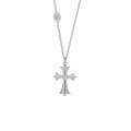 wholesale Sterling Silver Punk Retro Cross Necklace with Zirconia for Women, Elegant Layering Chain-0-5