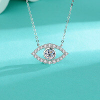 wholesale 925 Sterling Silver Pendant Fashion Unique Jewelry Manufacturer Ready Stock Angel Eye with Moissanite Necklace Collarbone Chain-1 carat (zircon) necklace 925 silver