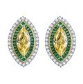wholesale S925 Sterling Silver Micro-Paved 6*13 Yellow Marquise Diamond Luxury Full Diamond Classic Earrings-0-4