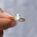18K Gold Plated S925 Silver Oval Moissanite Four-Prong Ring-0-4