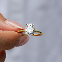 18K Gold Plated S925 Silver Oval Moissanite Four-Prong Ring-Set with 1CT high-carbon diamond  US size 6