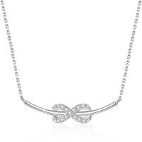 wholesale 925 Sterling Silver Trending Hot-Selling Accessories New Love Infinity Necklace for Women, Small Batch Design Unique Bow Choker Ins-Platinum 925 silver