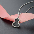wholesale S925 Silver Plated Zircon Pendant, Minimalist Bohemian Drop Accessory Necklace, Japanese Korean Style Gourd-shaped Collarbone Chain for Women-0-1
