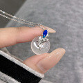 wholesale S925 Sterling Silver Ocean Koi Fish Safety Pendant Necklace for Women, New National Trend Literary Small Fresh Agate Collarbone Chain-0-2