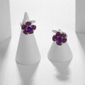 wholesale S925 Silver Natural Gemstone Floral Earrings with Amethyst, Ins Style-0-1