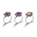 wholesale S925 silver designer gemstone ring adjustable, floral blooming high-end natural amethyst ring-0-3