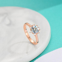 wholesale S925 Sterling Silver Light Luxury Minimalist Fashion Rose Gold Moissanite Hexagram Star Ring for Women-carat (Moissanite Ring)  US 9