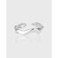 wholesale S925 sterling silver minimalist irregular wave design glossy plain open ring for women-0-0