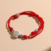 wholesale Sterling Silver New Braided Rope Bracelet Accessories for Women, Zodiac Year Fu Character Red String, Minimalist National Trend Design for Chinese New Year Gifting-SL010328 (925 Silver Red String Bracelet with "Fu" Character) 925 Silver