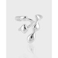 wholesale S925 Sterling Silver 852 Niche Individualistic Ins Minimalist Style Irregular Smooth Surface Hollow-Out Design Plain Ring for Women-0-0