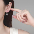 S925 Sterling Silver Full Moissanite Heart Stud Earrings-0-2